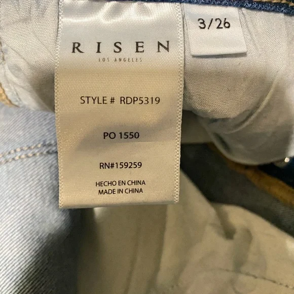 Risen Jeans High Rise Button Fly Straight Leg Raw Hem Size 26 Medium Was - Picture 7 of 13